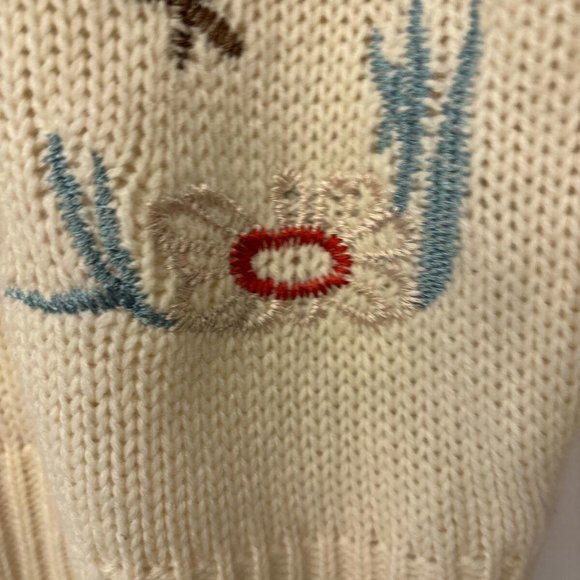 WOMEN'S ALLY OOPS FLOWER PULLOVER SWEATER ~ SMALL. Oversized Beachcore - Picture 7 of 11